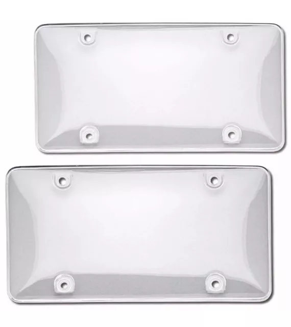 2 Clear License Plate Tag Frame Covers Bubble Shields Protector for Car-Truck
