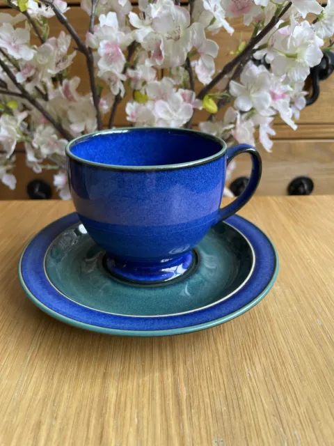 Denby Metz Teetasse & Untertasse blau grün sehr guter Zustand