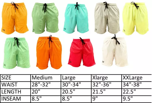 Under Armour Men's Athletic Gym Basketball Shorts Drawstring Bright Color M-XXL