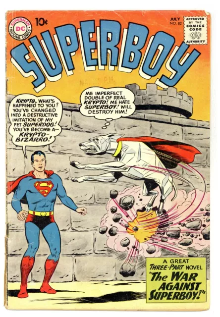 Superboy 82 DC Comics 1960 1st Bizarro Krypyo + Brain + General! Robots! C836