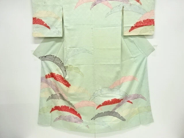 40195# Japanese Kimono / Antique Kimono / Embroidery / Grass
