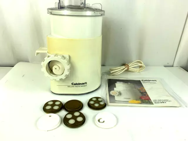 Cuisinart DPM-3 Deluxe Pasta Maker Unit Italy W/Dies & Manual See Video TESTED Cuisinart DPM-3 Deluxe Pasta Maker Unit Italy W/Dies & Manual See Video TESTED