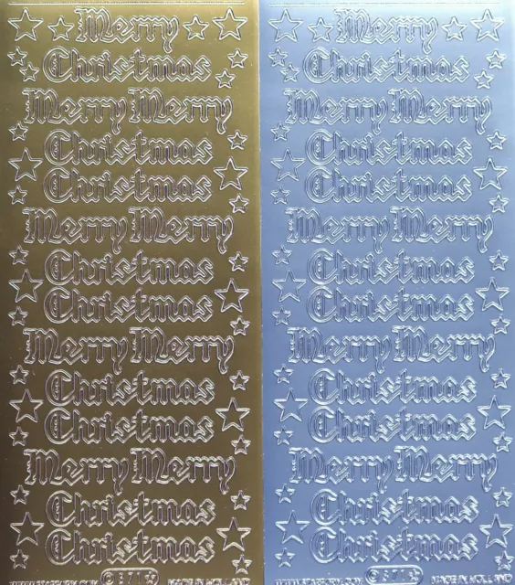 MERRY CHRISTMAS Modern PEEL OFF STICKERS Stars Cardmaking Lettering