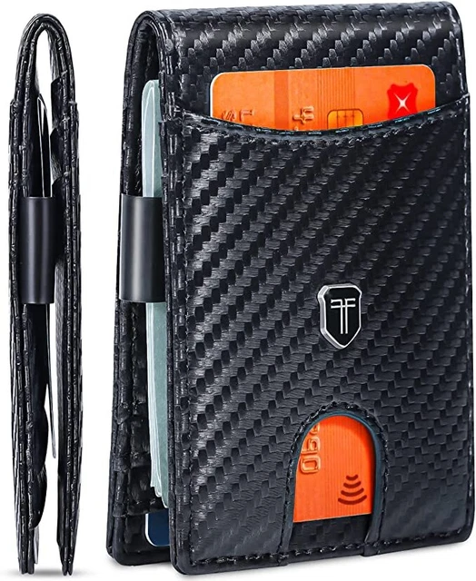 Carbon Fiber Money Clip Wallet RFID Blocking Slim Credit Card ID Holder Wallet