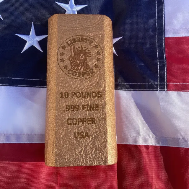 10 Pound .999 Fine Copper Bar - Liberty Copper Design - Collectable Ten Lb