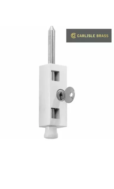 Carlisle Brass Multi Purpose Door Bolt, Key Lockable In White Finish - New