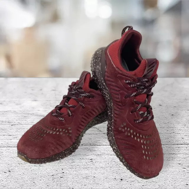 Adidas AlphaBounce LEA CQ1189 Leather Suede Maroon Men's Running Shoes Size 7