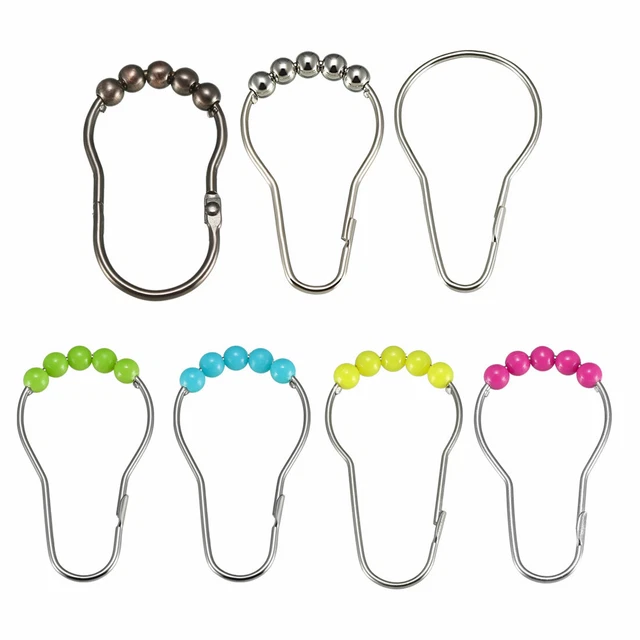 Shower Curtain Ring Hooks Metal for Bathroom Shower Rod Curtain Liner