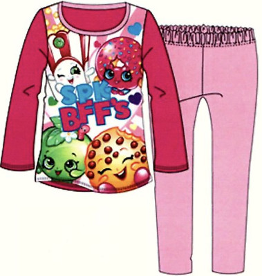 Kids Pyjamas Sets Girls Nightwear PJ'S Sleepwear Long Sleeve Characters SHOPKINS