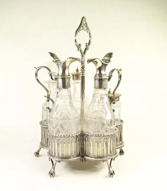 George Iii Silver Cruet Clear Glass Set By John Neville, London 1774