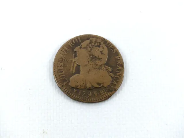 Münze Frankreich 1793 / 2 Sols / HB / S / Louis XVI  Roi