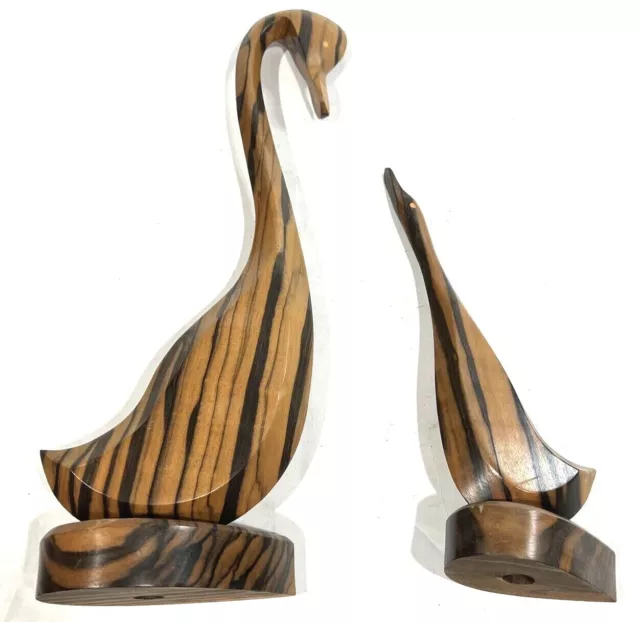 Wooden Geese Sculptures Mother & Child Set 15"