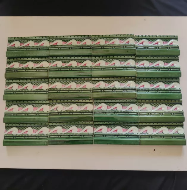 1940s Vintage Architecture Furniture Tiles 20 Pcs Majolica Art Nouveau Japan