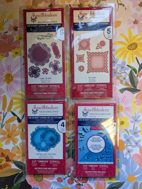 Spellbinders Shapeabilities Dies Cut Emboss Stencil Die Set JOB LOT OF 4