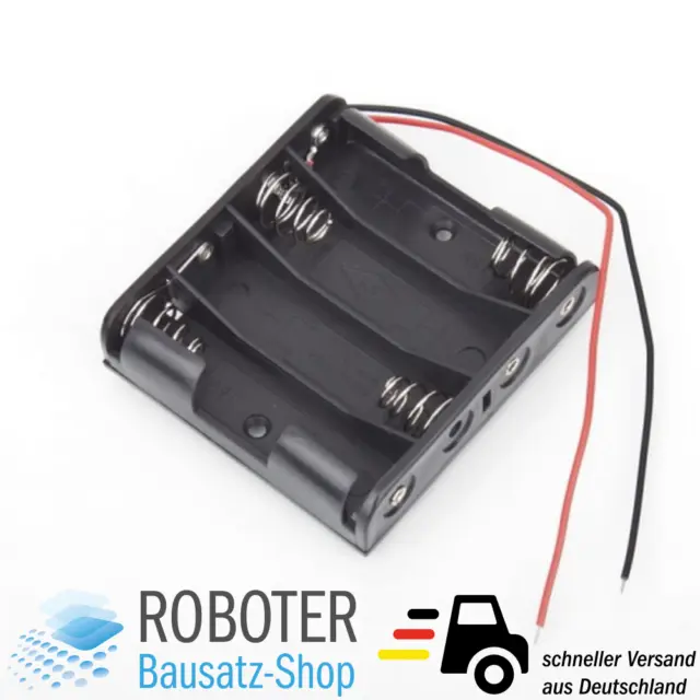 Batteriehalter Gehäuse für 4x AA Batterien 6V Arduino Roboter RC-Modellbau