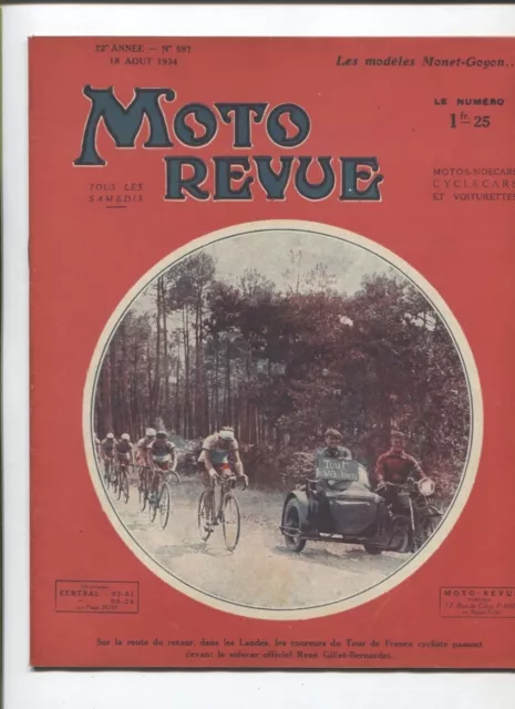 Moto Revue N°596  ; 11 aout 1934: 10 croquis sur les beaux moteurs français