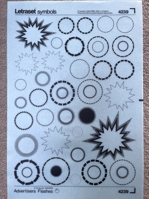 LETRASET SYMBOLS #4239 Advertisers Flashes - Complete £7.95 - PicClick UK