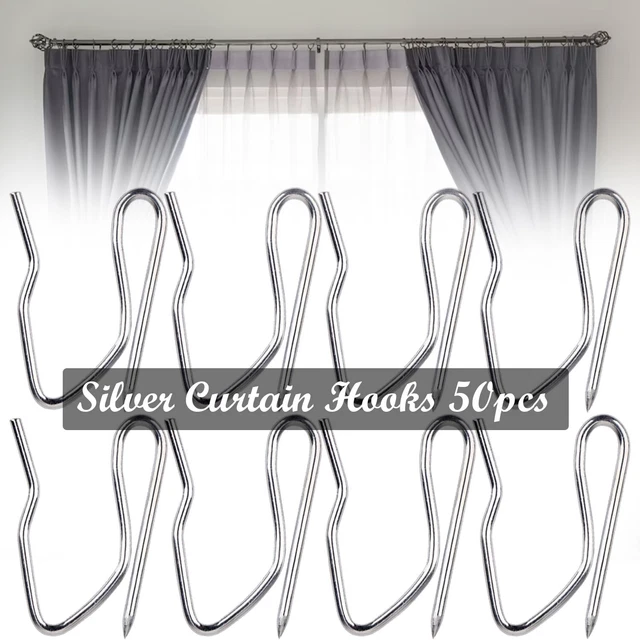 Metal Curtain Pin Hooks Strong Silver Clip Pleat for Heading Tape French Pinch