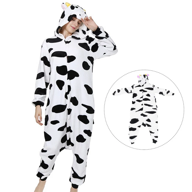 Pigiama mucca one piece tessuto di flanella peluche pigiami caldi camicie da notte