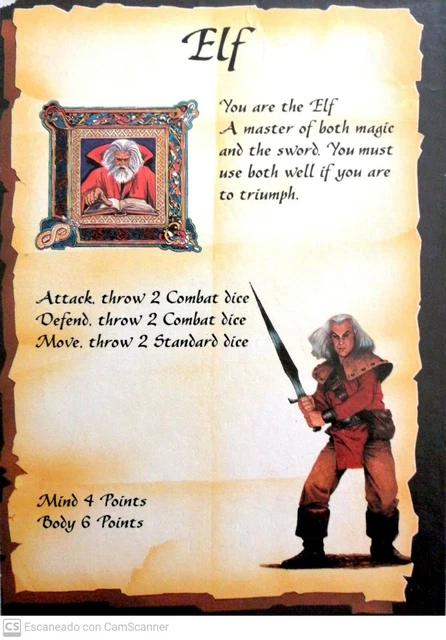 Carte Personnage Elfe Pour HeroQuest - Version Anglaise, Occasion