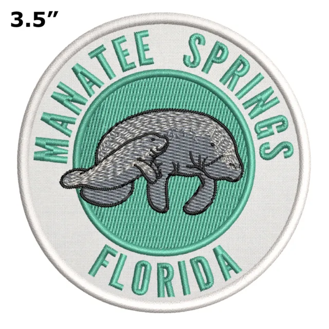 Florida Manatees Patch 3.5" Embroidered Iron-on Applique Nature Travel Souvenir