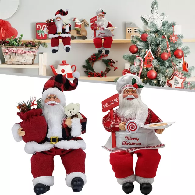 Figura Santa Claus Tradicional 35 cm Papá Noel Sentado Decoración de Navidad