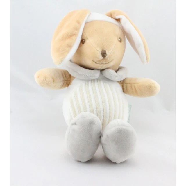 Doudou lapin blanc gris MES PETITS CAILLOUX CMP - 17296
