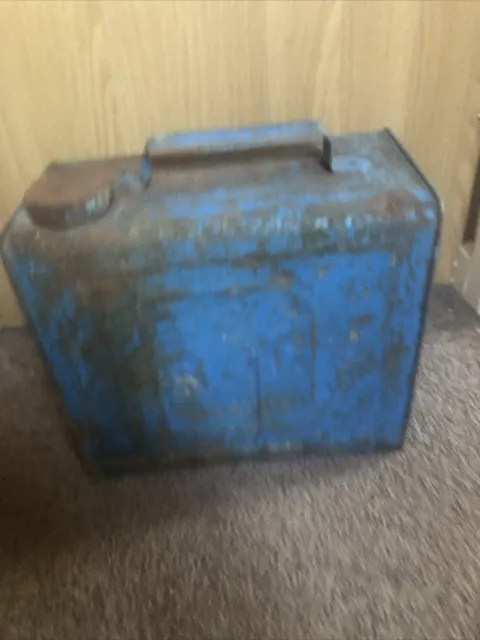 Valor Esso Blue Metal Fuel Can 1950s vintage paraffin container petrol jerry can