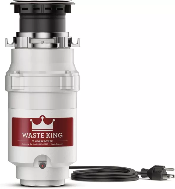 Waste King 1/3 HP Garbage Disposal with Power Cord, Compact Food Waste Disposer