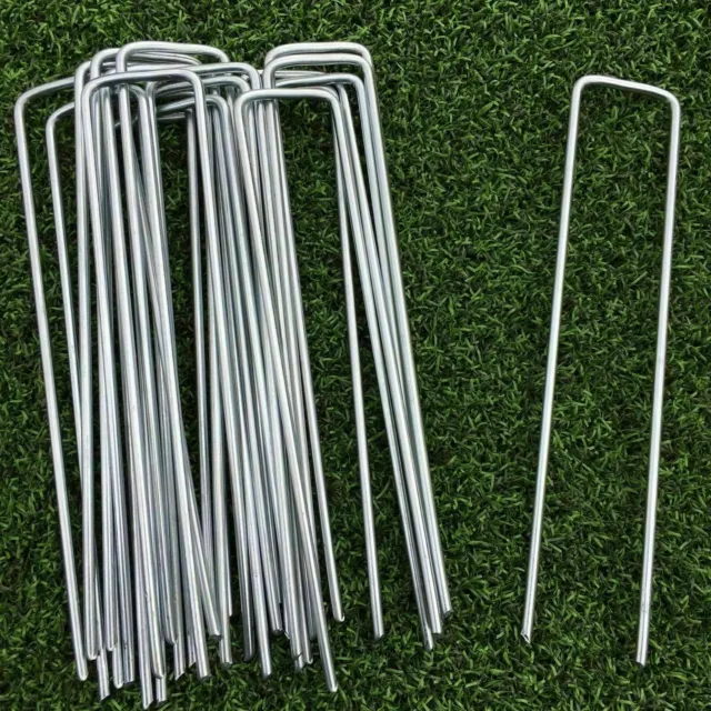 50 X Galvanised Staples Garden Fabric Weed Pegs Ground Pins Membrane Securing