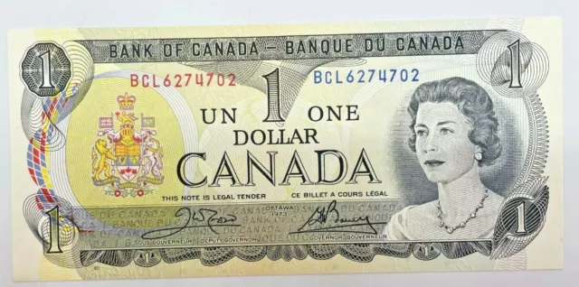 1973 Crow Bouey BCL Prefix  Bank of Canada 1$- ONE NOTE ONLY-CIRC