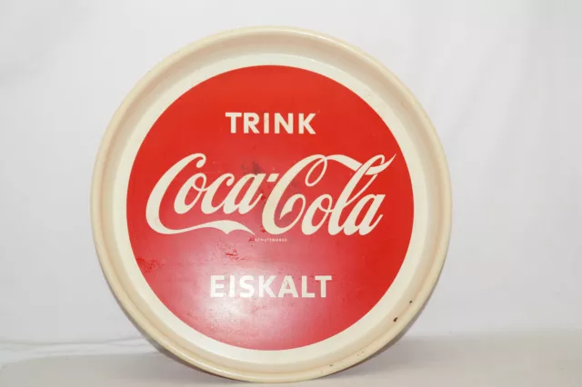 COCA COLA Eiskalt original Blechtablett 60/70 rund Gebrauchsspuren Ø=ca.33,5cm