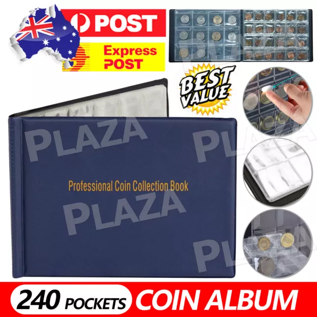 240 Coin Collection Album Storage Book Case Folder Holder Penny Money Collecting