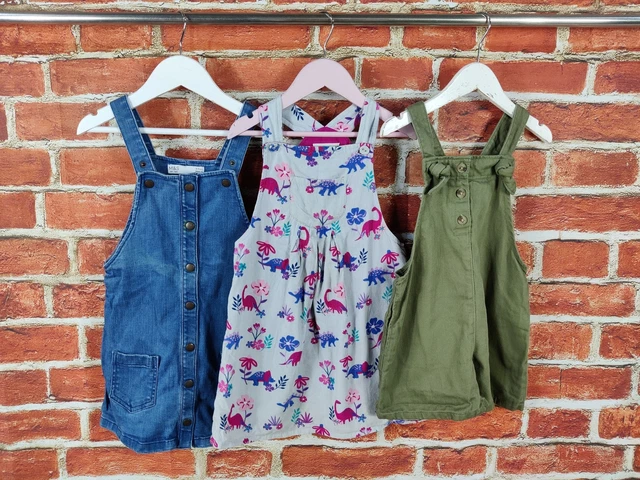 GIRLS BUNDLE AGE 4-5 YEARS M&s H&M etc DENIM PINAFORE PLAYSUIT DRESS KIDS 110CM