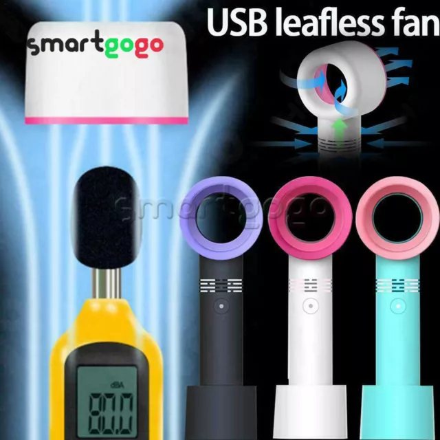 360° USB Rechargeable Portable Bladeless Fan Handheld Cooler No Leaf Handy BSG 2