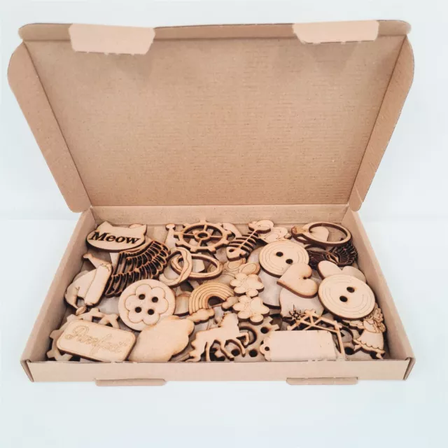 Clearance Wholesale Joblot Laser Cut Wooden MDF Random Mix Craft Shapes Wooden