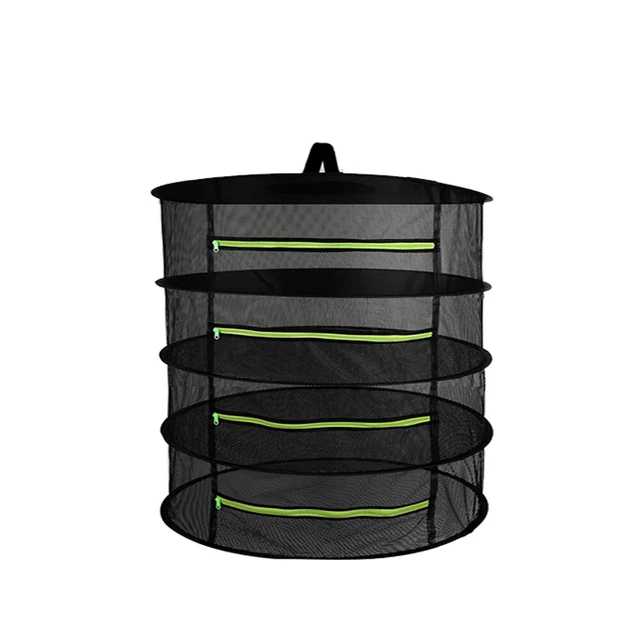 Basket 4 Layers with Zipper Folding Dry Rack Herb Drying Net Dryer A9A3