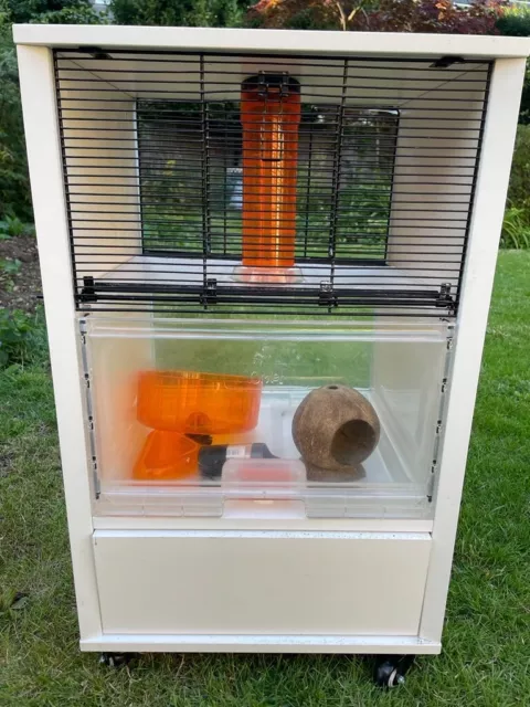 Omlet white qute gerbil and hamster cage with storage top