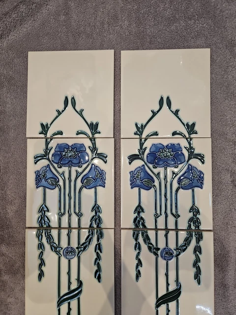The Gallery Collection art nouveau style fireplace tiles full set of 10 primrose 2