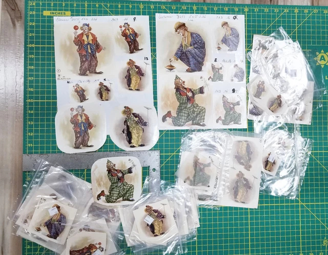  Lote de calcomanías de cerámica vintage - payasos
