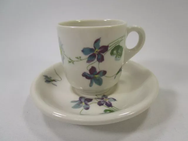 CB&Q RR Violets and Daisies Cup & Saucer Syracuse China NICE Demitasse Demi