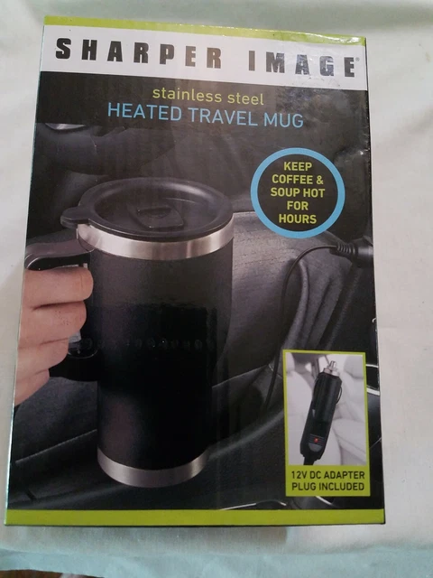 Sharper Image Stainless Steel Heated Travel Mug, 14 Oz, New With 12V Dc Apapter 3