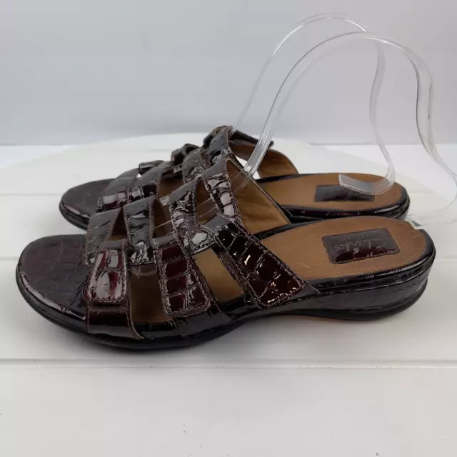 CLARKS ARTISAN PATENT Leather Slide Sandals Womens Size 9.5M Reptile ...