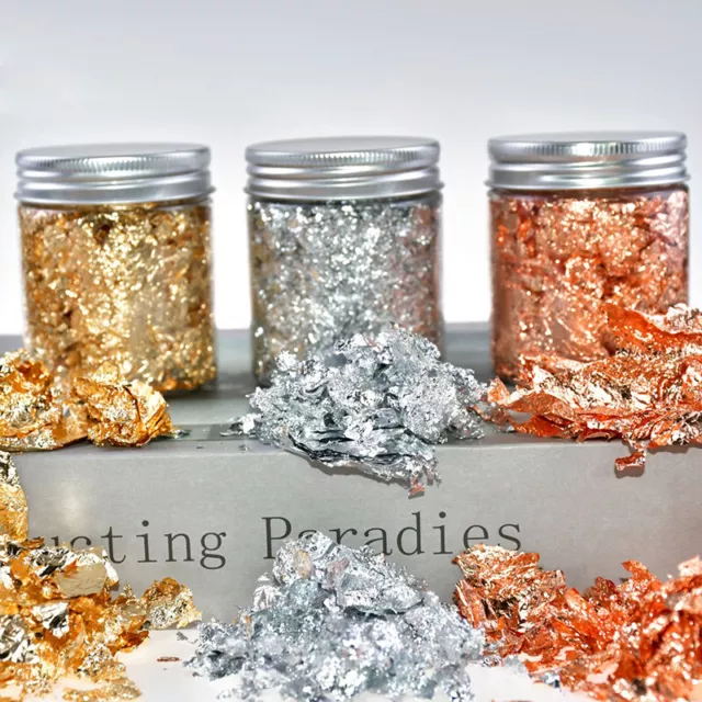 3g Decorating Gold Silver Confetti Imitation Gold Foil Leaf Flakes DIY Nail Art