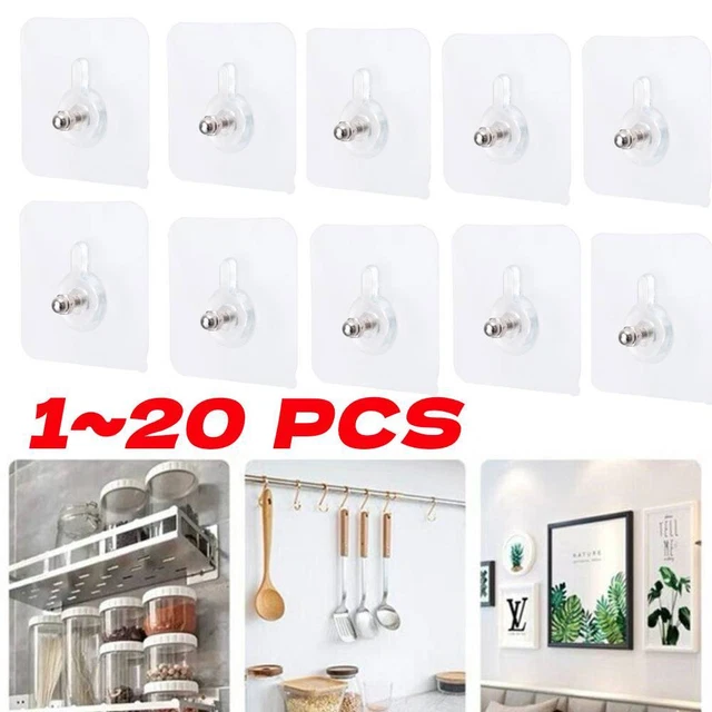 20X Wall Hanging Seamless Nails Screw Stickers Punch-Free Hooks Photoes US~