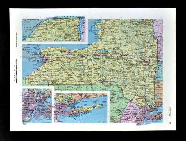 c1970 McNally Cosmo Map - New York  NY City Buffalo Albany Rochester Long Island