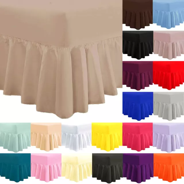 Plain Dyed Fitted Valance Sheet Poly Cotton Bed Sheet Single Double & King,,