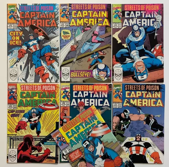 Captain America #372 to #378 Streets of Poison all 7 parts (Marvel 1990) FN+/-