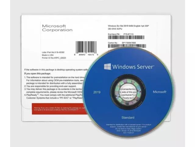 Oem Windows Svr Std 2019 64Bit English 1Pk Dsp Oei Dvd 16 Core Version 1809.2