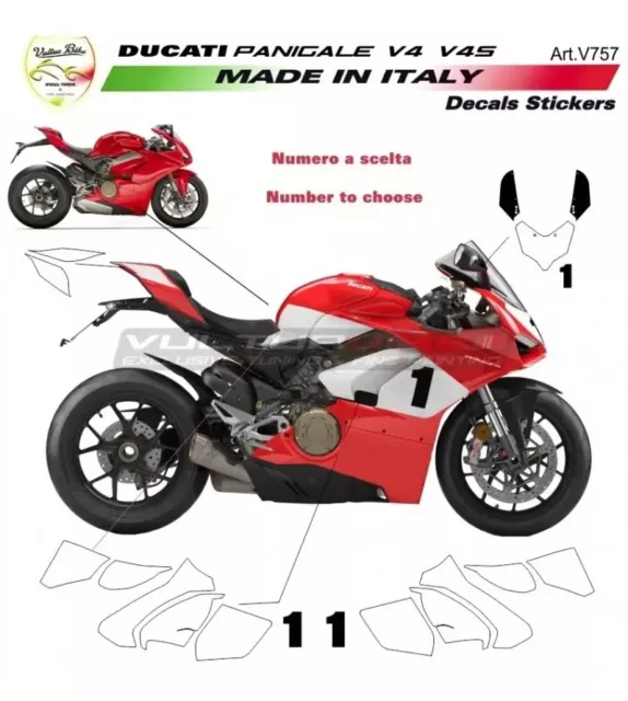 Kit Completo Adesivi Con Numero A Scelta Ducati Panigale V4/V4S  "V757"